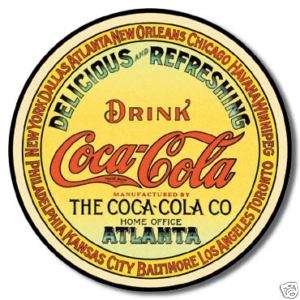 Coca~Cola Keg Label ROUND TIN SIGN Coke vintage 1070  