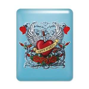  iPad Case Light Blue Love Hurts with Sword Heart Thorns 