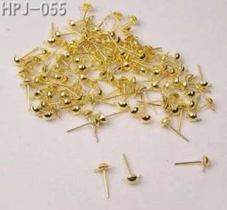 400 Jewelry Findings Pin Half Ball Studs Earring Posts  