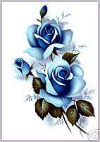 Ceramic Decals   19 Blue Roses Pattern #4143   B14  