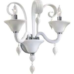  16 White Murano Style Glass Wall Sconce with Chrome Accents 5285 2 14