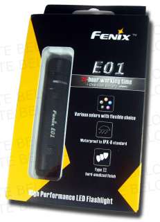 Fenix E01 Nichia GS LED Keychain Flashlight BLACK E01B  