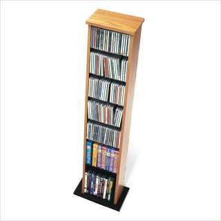 Prepac Slim Multimedia CD DVD Storage Tower in Oak and Black [1162]