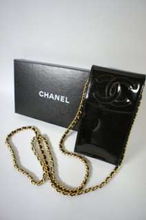 CHANEL Patent Leather Small Shoulder Bag Pouch Phone Case D 