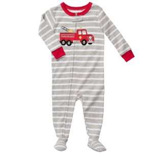   Cotton Knit Red Fire Engine Footed Sleeper Pajamas (18 Months) Baby
