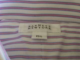 NWT BARNEYS NEW YORK PINK STRIPE DRESS SHIRT 15.5 33  