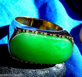 Antique Vintage Deco Jadeite Jade VIVID Fine Green Ring  