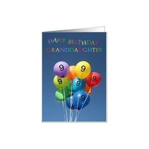  9th Birthday Card for Granddaughter colored balloons Card 