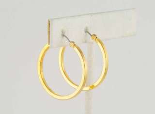 14KT Yellow Gold Ep Flattened Medium Hoop Earrings  