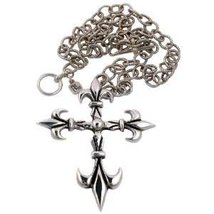   Metale Fleur Cross On Antique Link Chain Necklace Femme Metale