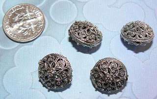 Sterling Silver Ornate Wired Puff Round Bali Bead [1] #B1635  