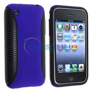 HYBRID BLACK TPU Rubber CASE Blue Hard COVER+Privacy LCD Film For 