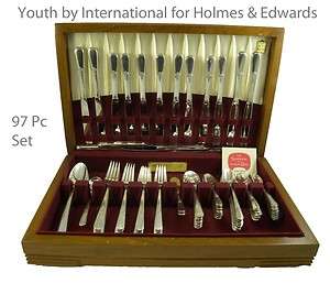 YOUTH Holmes & Edwards Internation Silver Antique Silverplate Set 97pc 