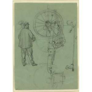  Photo Sketch of a cannoneer and a cannon 1860