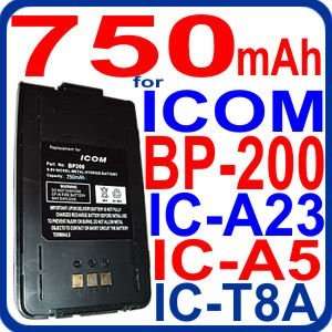 Eurus 750mAh Ni MH BP 200 BP200 Battery for ICOM IC A23 , IC A5 , IC 