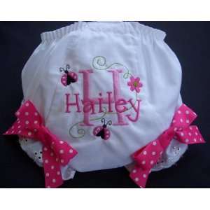  Hot Pink Lady Bug and Flowers Diaper Cover Baby