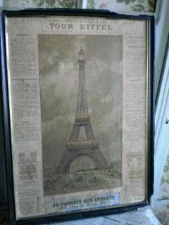DIVINE SHABBY CHIC ANTIQUE FRENCH POSTER EIFFEL TOWER TOUR EIFFEL 