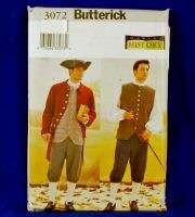 Butterick 3072 Mens 18th Century Clothes Pattern 32 36 031664332725 