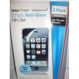  VIVITAR 2 PACK ANTI GLARE FILM SET FOR iTOUCH/iPHONE Cell 