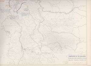 WWI MAP 1914 THE BALKANS 2ND & 3RD INVASION OF SERBIA  