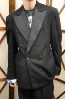 Vintage 1930s Mens Black Button Fly Tuxedo Suit  