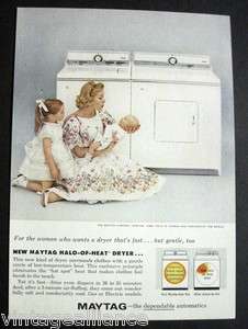 1960 Vintage Maytag Halo of Heat Dryer Mother with Baby 60s Print Ad 