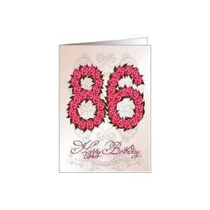  86th birthday card with roses and leaves Card Toys 