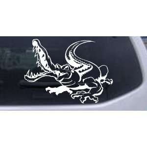 Snapping Gator Animals Car Window Wall Laptop Decal Sticker    White 