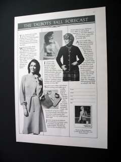 Talbots Fall Forecast Fashions Clothing 1980 print Ad  