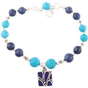  Turquoise and Lapis Lazuli Bracelet   Sterling Silver 