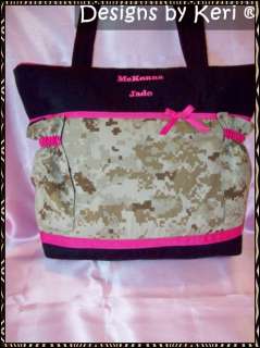 Designs by Keri Military Marine abu or acu diaper bag  