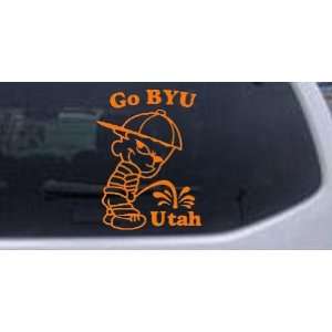 Orange 3in X 4.2in    Go BYU Pee On Utah Car Window Wall Laptop Decal 
