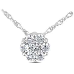  0.6 Carat Diamond 14K White Gold Fancy Pendant Necklace 