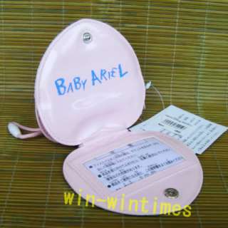 Janpa Disney little mermaid pink love shaped ID card holder small bag 
