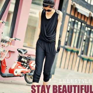 FANCYQUBE 2in1 CHIC SLEEVELESS JUMPSUIT BLACK S 1411  