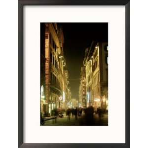  Street Scene at Night, Florence, Italy Framed Photographic 