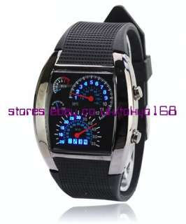 Tokyo Japan RPM Turbo Blue & White Flash LED Black Watch BRAND NEW IN 