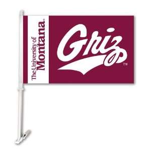  97070   Montana Grizzlies Car Flag W/Wall Brackett Sports 