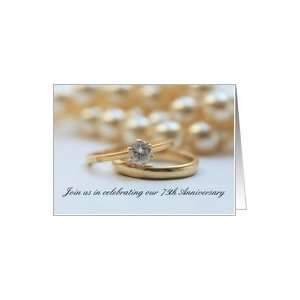 75th Wedding Anniversary Invitation Card   pearls and 