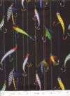Fishermans Jewelry Flies Lures Fishing Quilt Fabric   1 Yard  