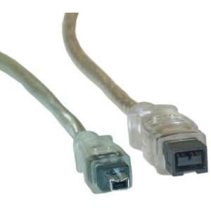  IEEE 1394, 9P / 4P, Firewire Cable, Clear, 6 ft 