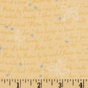  44 Wide Flutterby Garden Words Yellow Fabric By The Yard 