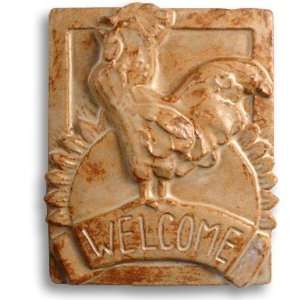  Rooster Ceramic Clay Welcome Sign Plaque, 9 x 7 Patio 