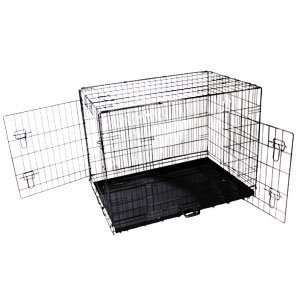   48 Two Door Folding Metal Pan Dog Cat Pet Carry Crate Kennel Bed Cage