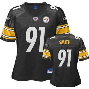 Aaron Smith Black Reebok Replica Pittsburgh Steelers Womens Jersey