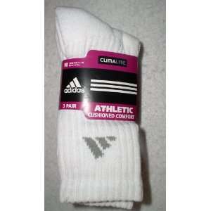   Womens Athletic Crew Socks, 3 Pair, White, Shoe Size 5 10 Everything