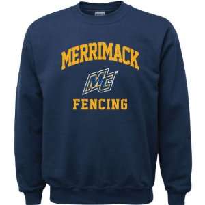  Merrimack Warriors Navy Youth Fencing Arch Crewneck 