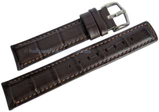20mm Hirsch GRAND DUKE Brown Alligator Grain Leather Mens Watch Band 