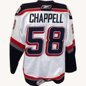 Chris Chappell #58 2009 2010 Hartford Wolf Pack Game Used White Jersey 