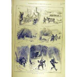  1889 Wolf Slayer Bait Cow Hunting Sport Print